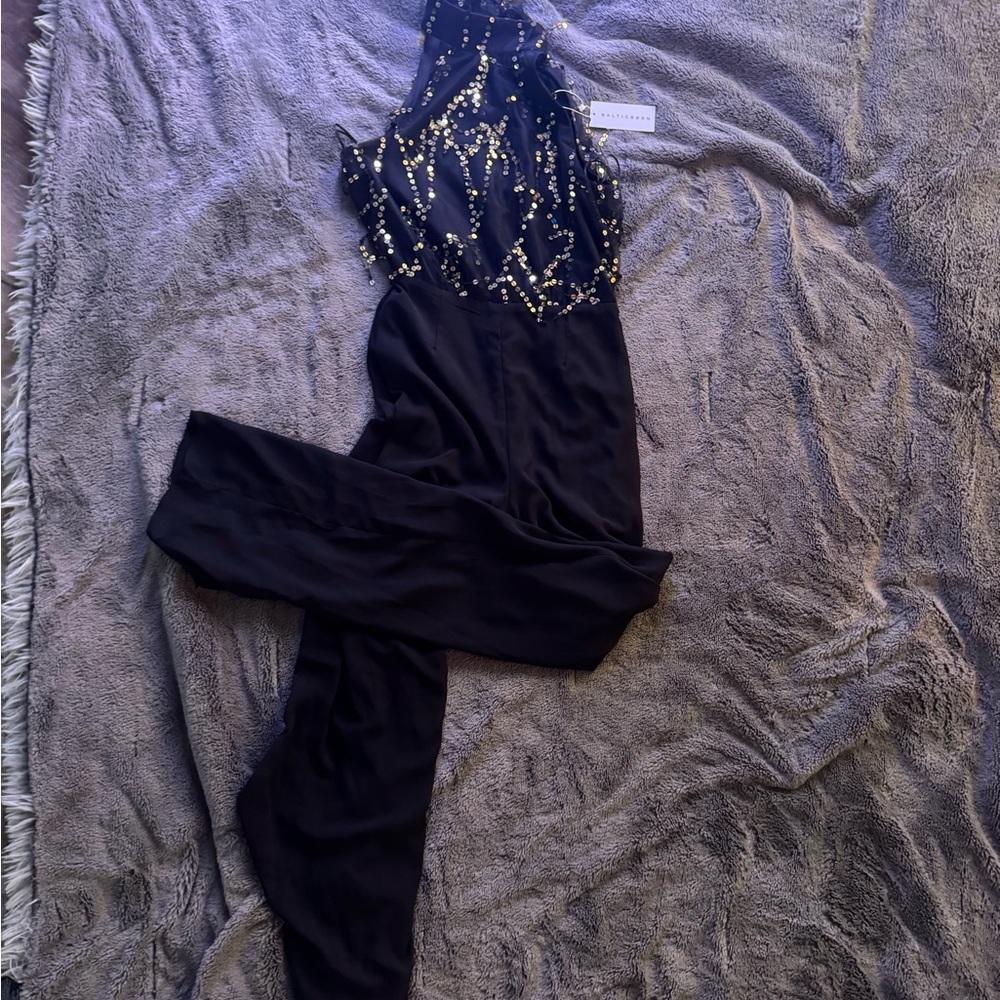Elegant Black Jumpsuit with Gold Accents